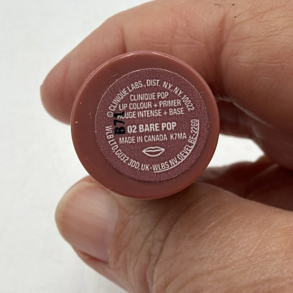 Clinique Pop Lipstick + Primer 02 Bare Pop Full Size NEW